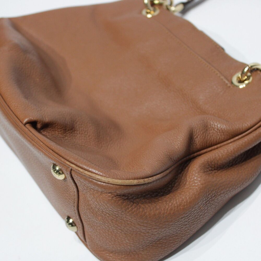 Michael Kors Fulton Gold Chain Brown Leather Shoulder Bag 14" x 8" x 4" (P1) - Picture 16 of 16